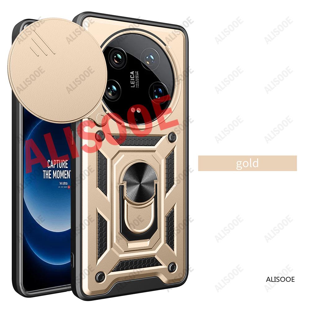 Armor Funda for Xiaomi 14 Ultra 15 Ultra Redmi A4 14C POCO C75 Case Slide Camera Ring Stand Holder Protection Cover Capa