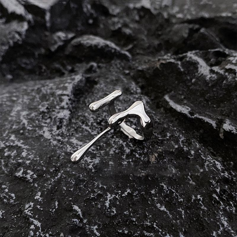 New Simple Irregular Liquid Metal Lava Open Mouth Rings For Women Fashionable Daily Accessory Party Jewelry Gifts
