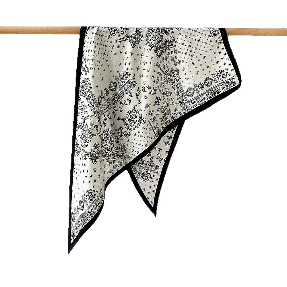 Wear A Triangular Scarf, Headscarf, Twill Silk Scarf, Shawl, Retro Literary Cashew Print Silk Scarf, Women'S Waist Seal Decoration