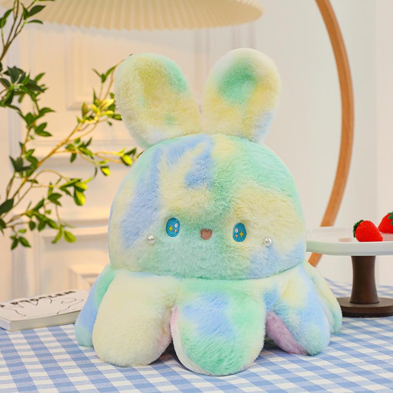 Cute Octopus Rabbit Plush Toys BaBy Kids Gift Lovely Cartoon Stuffed Dolls Double-sided Doll Throwing Pillow Flipped Face Changing Octopus Rabbit Doll