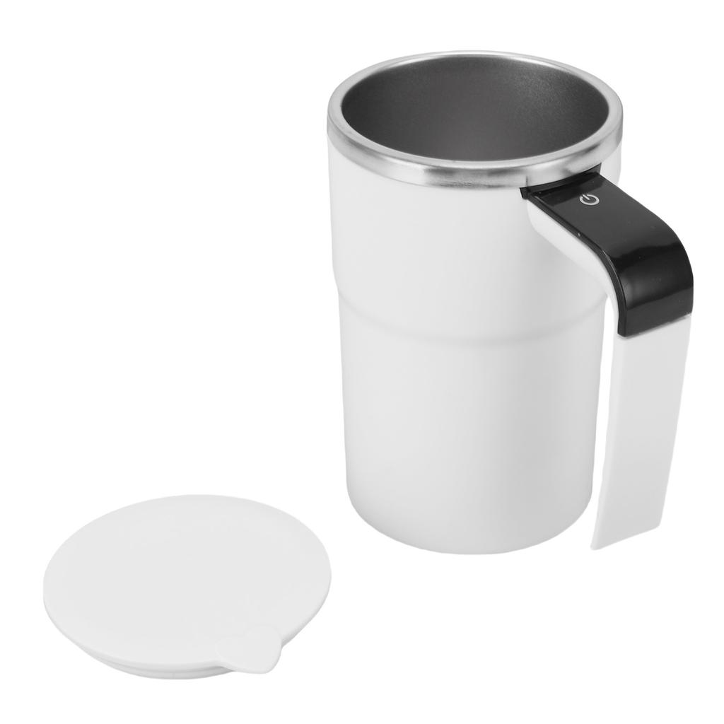 Automatischer Rührbecher 13oz Wiederaufladbar Intelligente Temperaturmessung Magnetischer Selbstmischbecher für Kaffee Weiß