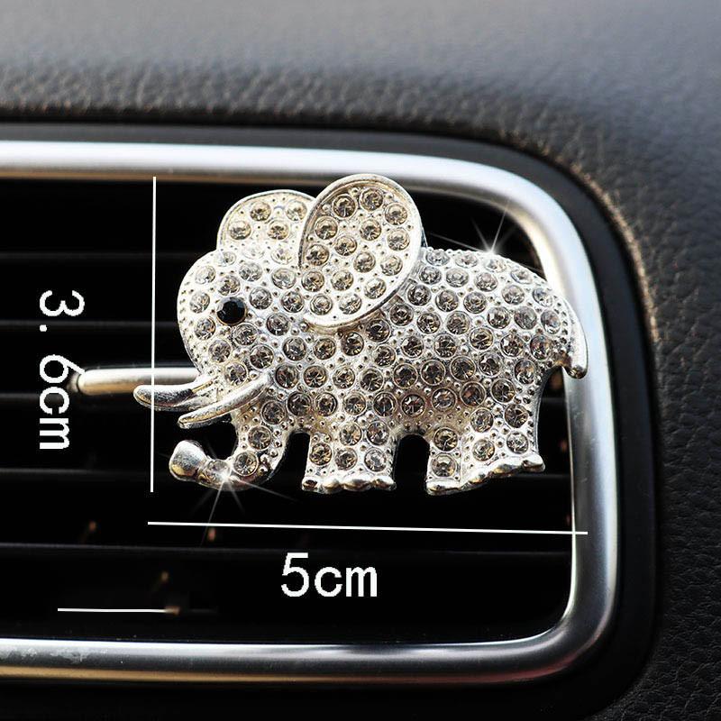 

Crystal Car Elephant Air Conditioning Vent Freshener Perfume Universal Clip серебряный