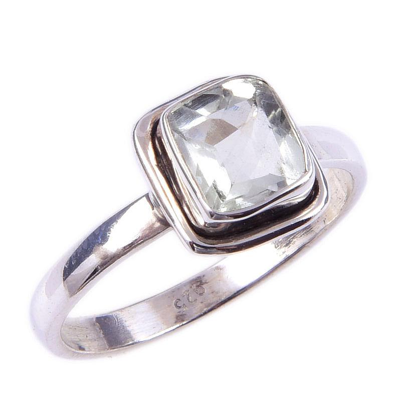 Natürlicher Grüner Amethyst Edelstein Handgefertigt 925 Massiv Sterling Silber Ring Gr.8 B9V31