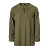 Men's Casual And Fashionable Cotton And Linen Solid Color Round-neck Long-sleeved