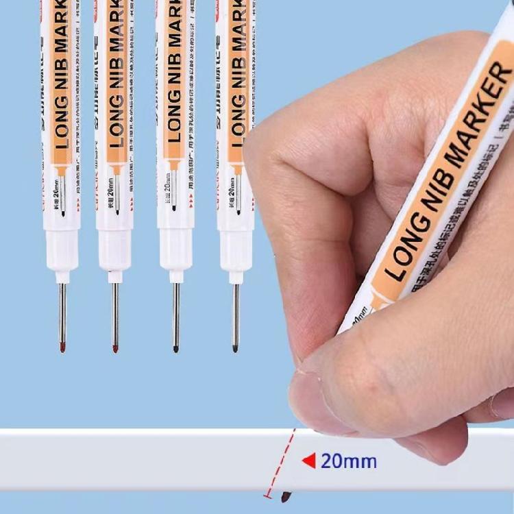 Pack of 5 Thin Head Long Nib Marker Pens for Marking Deep Holes in Metal Wood