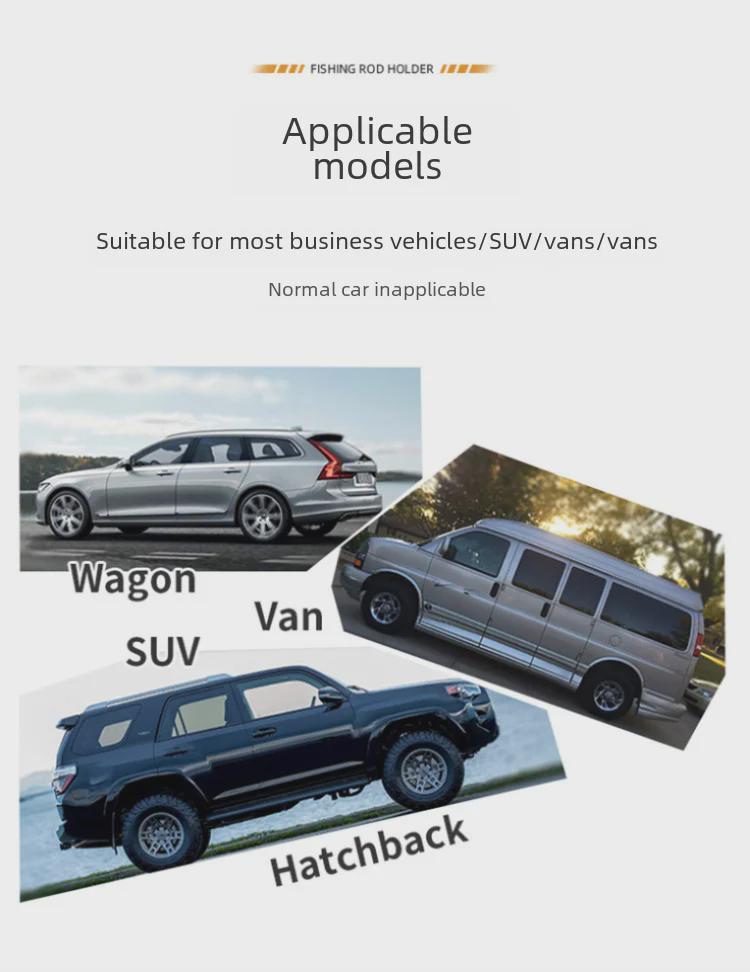 Utomhustakräcke för bil med förvaring för fiskespön och remmar