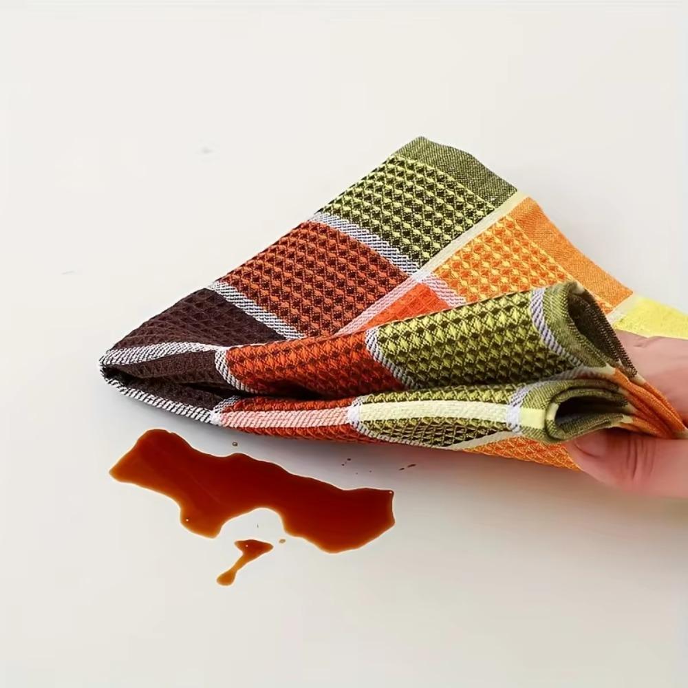 4 Pieces Absorbent Waffle Cleaning Clothes Cotton Yarn Tea Towel Multipurpose Dishcloth  Pot