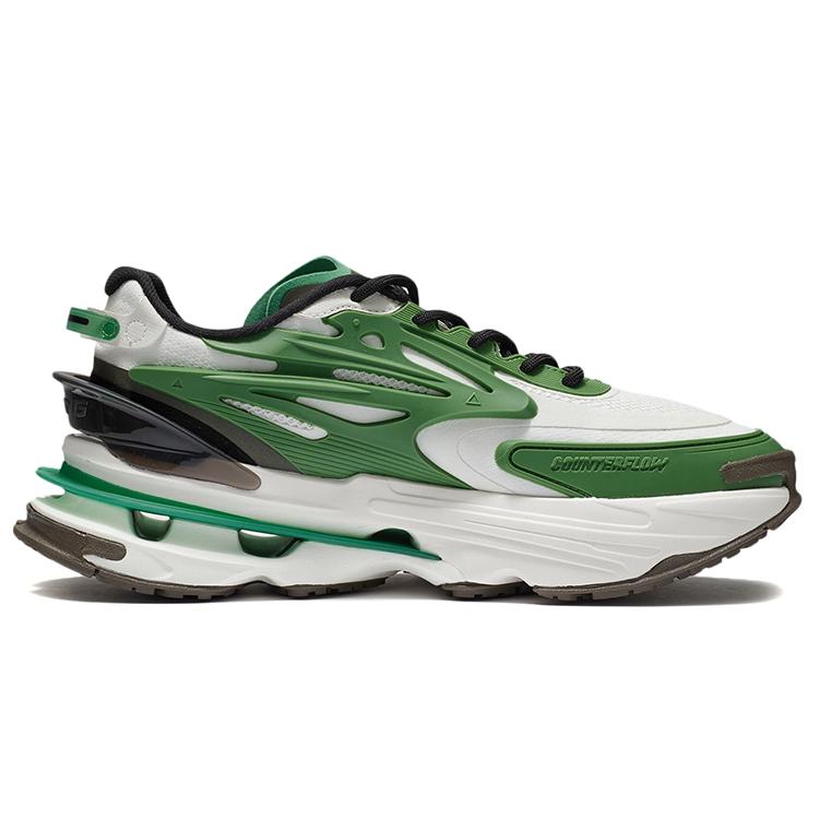 New LiNing CF Xingshan Version 2 Slip Resistant, Abrasion Resistant, Lightweight Low Top Casual Shoes Men's White Green AGLR285-5