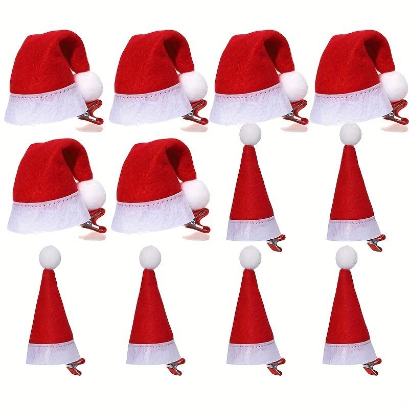 1/12pcs Childhood Fun Christmas Hat Hair Clip 3D Plush Christmas Hat Styling Clip Christmas Theme Cute Hair Accessories