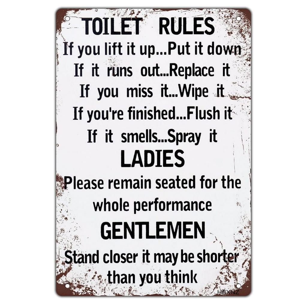 HD Tin Sign Funny Bathroom Humor Vintage Metal Wall Art Retro Toilet Decor Set