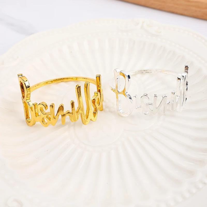 12Pcs Bismillah Napkin Rings Gold Alloy Letter Napkin Holder Muslim Islamic Ramadan Kareem Party Decor Eid Mubarak Gifts