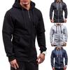Men Hoodie Hooded Cardigan Zip Up Trendy Warm Pure Color Autumn Coat for Daily Wear