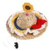Pet Straw Hat Dog Costume Hats With Knit Drawstring