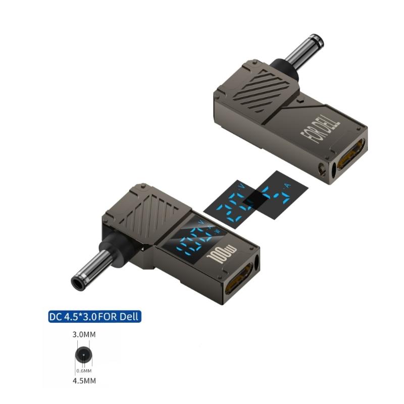 USB C auf Gleichstrom 100W PD Typ C Buchse auf Stecker Verbinder Mit Digitalanzeige für Monitore Spannungen Strom Leistung