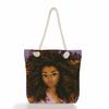 Multifunctional Black Girl Printed Thick Rope Shoulder Beach Bag Casual Large Capacity Handbag 0105