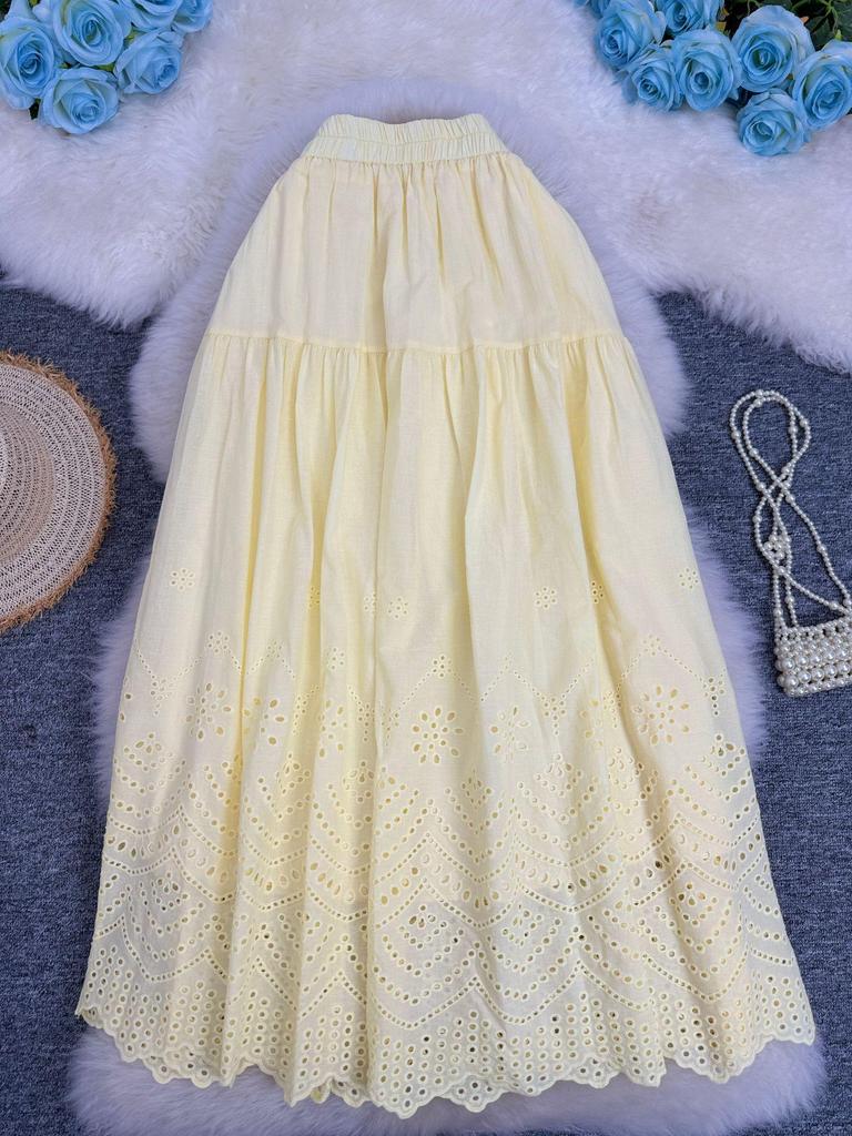 European & American Lace Patchwork A-line Midi Skirt - Classic, Versatile & Stylish
