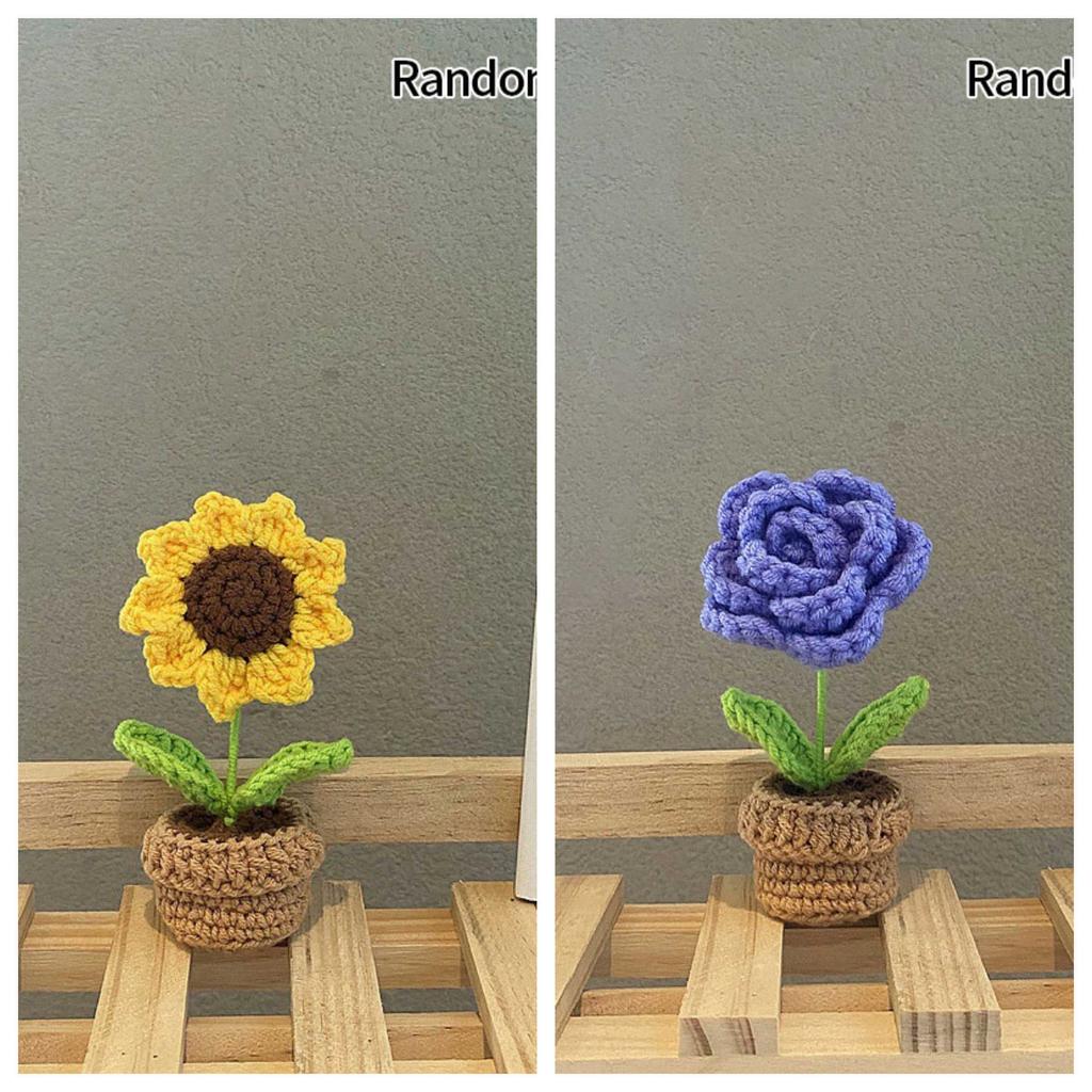 Sunflower Crochet Flowers Knitted Flower Graduation 2025 Wedding Guest Gift Artificial Flower Desk Accessorie Room Decor