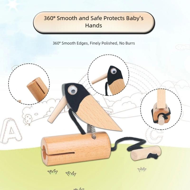 Orff Musical Instrument and Decorative Doorbell with Wood Pecker Design Wood Texture Suitable for Kids Playtimes Fun