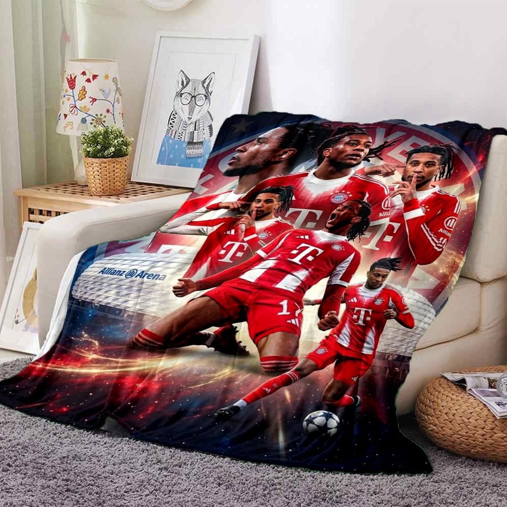 Michael Olise Bayern München Voetballer Flanellen Plaid Deken, Zacht Warm Bankbed Deksel, Voetbalfan Huisdecoratie Cadeau voor Fans