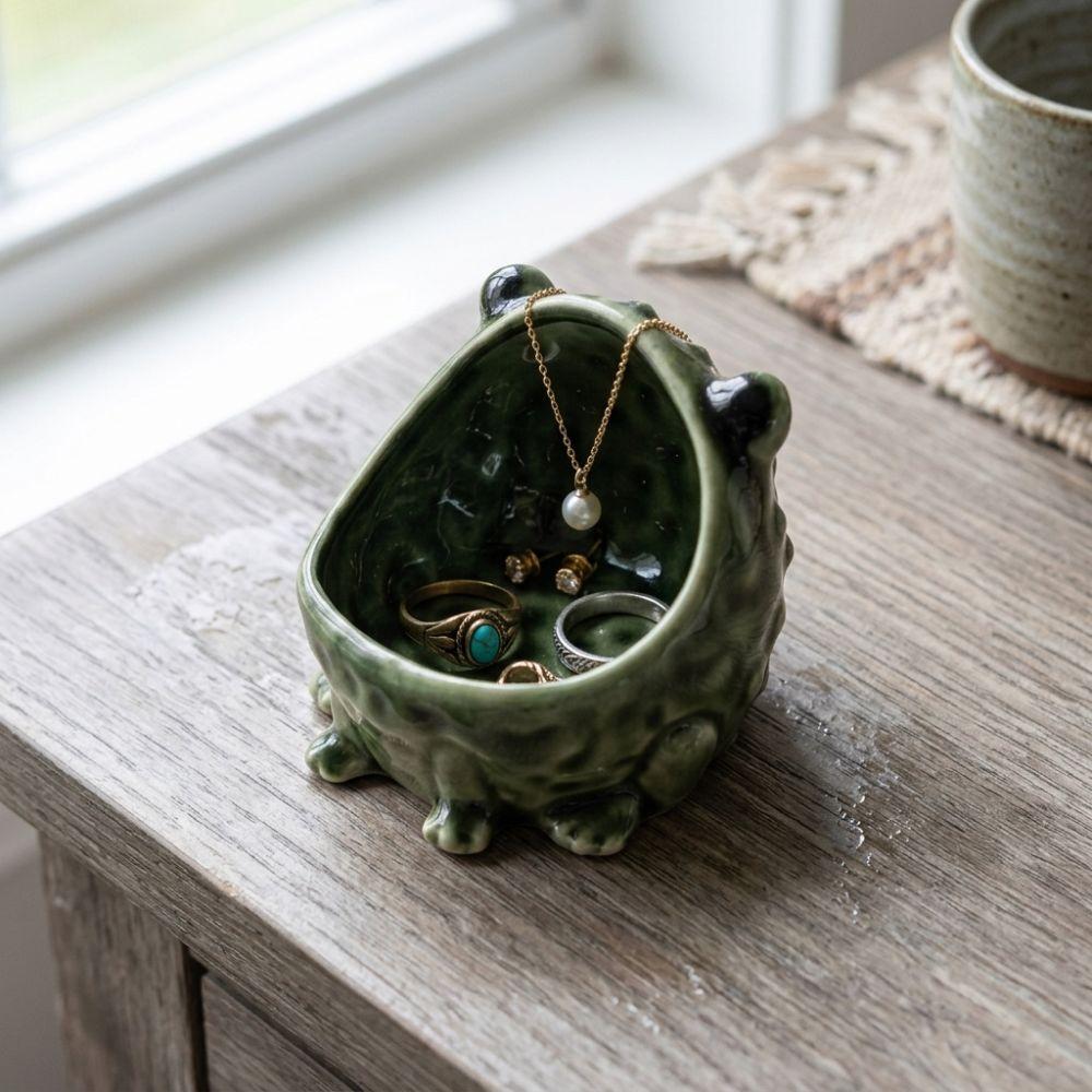 Modern Artistic Cute Frog Jewelry Box Funny Frog Shape Storage Box  Bookshelf