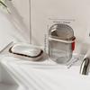 Portable Soap Case with Lid 1pc, Leak Proof Travel Soap Box Compact Oval, Clear Lid Drain Holes for Camping Gym