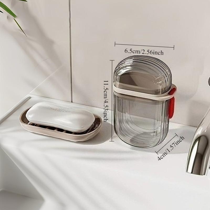Portable Soap Case with Lid 1pc, Leak Proof Travel Soap Box Compact Oval, Clear Lid Drain Holes for Camping Gym