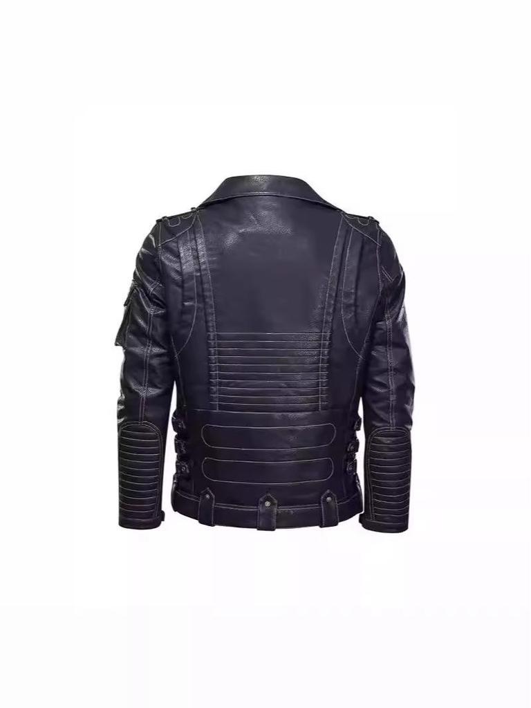 Men's Windproof PU Leather Jacket with Multiple Zippers - European & American Style Outerwear
