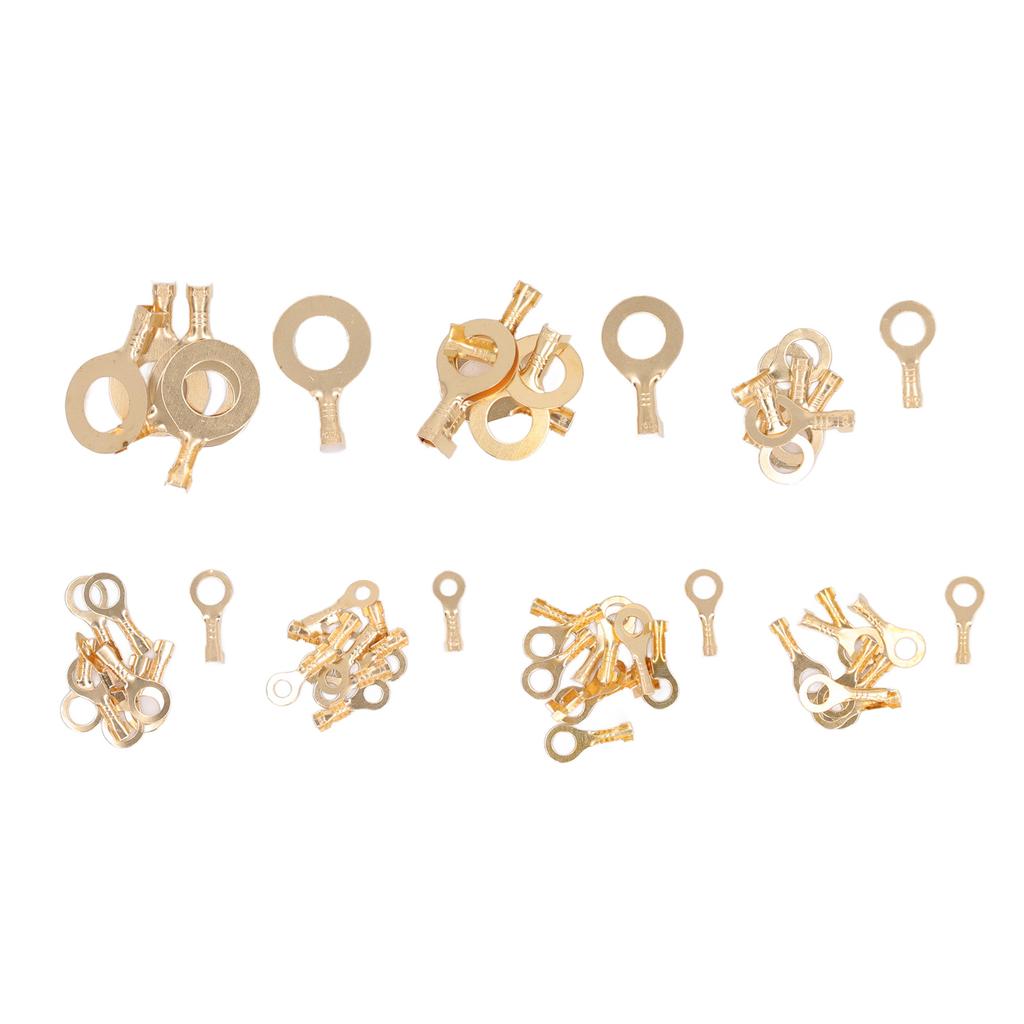 540Pcs Conector terminal inelar din alamă aurie M3 M4 M5 M6 M8 M10 în formă de O pentru sârmă