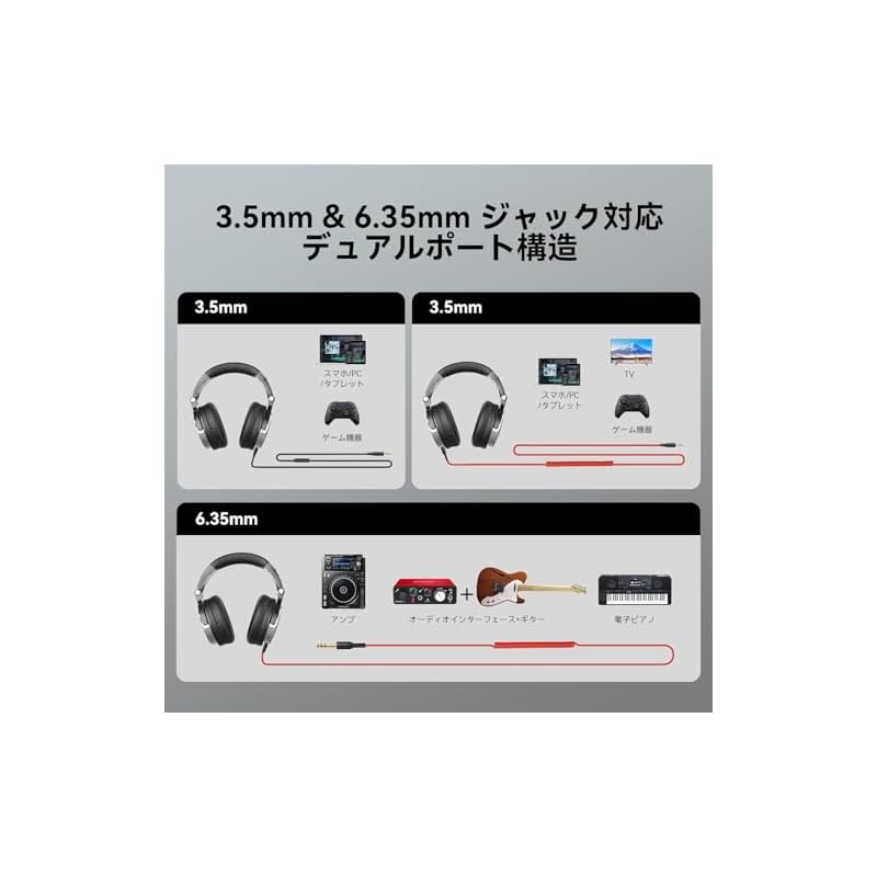 OneOdio Pro 10 Over-Ear Headphones, Wired, Bass-Boosted, 50mm Drivers, 6.35 & 3.5mm Jacks, DJ Monitor Headphones, Recording, Mixing, Studio