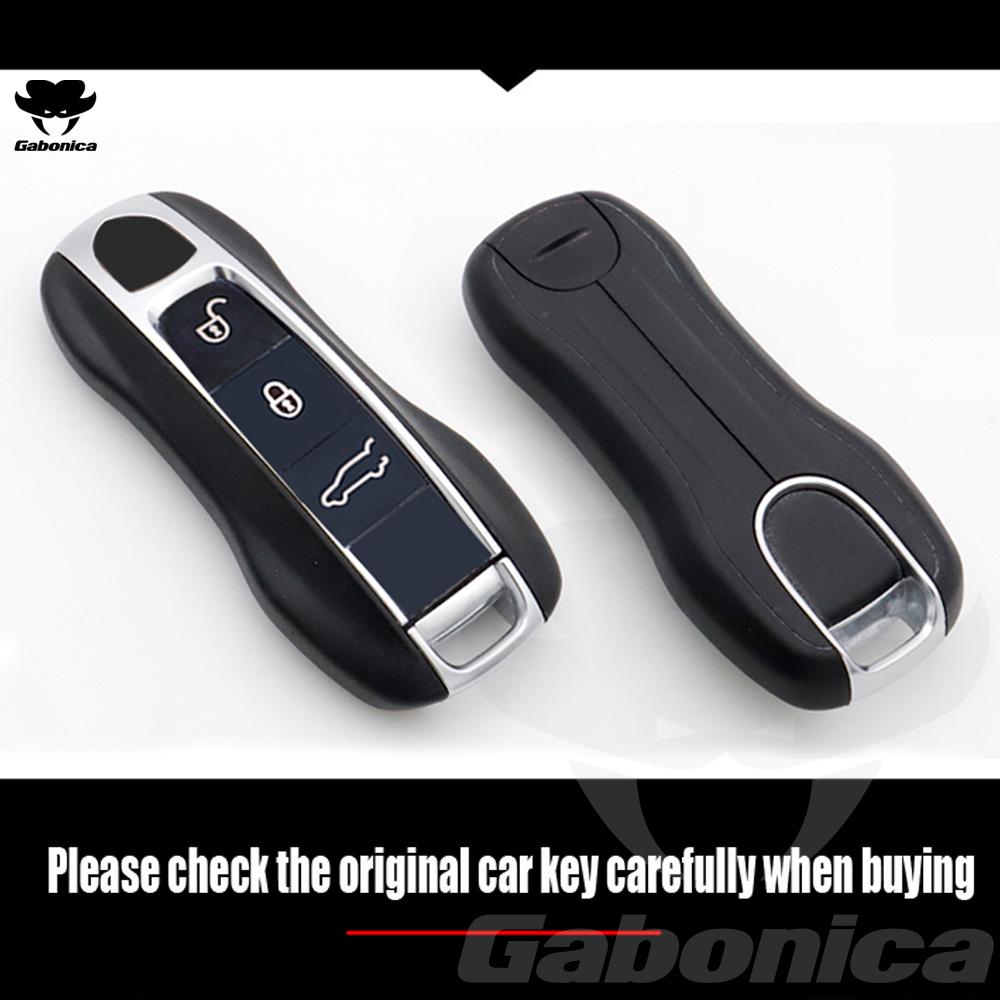 Carbon Fiber Chrome Color For Porsche Cayenne 718 Macan Panamera 911 Boxster Carbon Fiber Pattern Car Key Case Cover Shell Bag