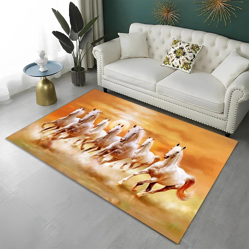 3D Pentium Gallant Horse Steed Animal Carpet Rug for Home Living Room Bedroom Sofa Doormat Decor,kid Area Rug Non-slip Floor Mat