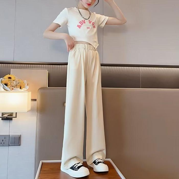 Girls' Summer Pants Summer Thin Mosquito Repellent Pants Ice Silk Black Children's Suit Wide Leg Pants