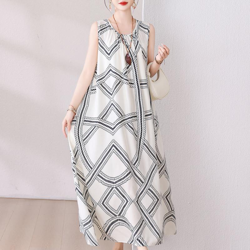 Plus Size Summer Long Dress for Women Clothes Elegant Sleeveless Loose Casual Dress