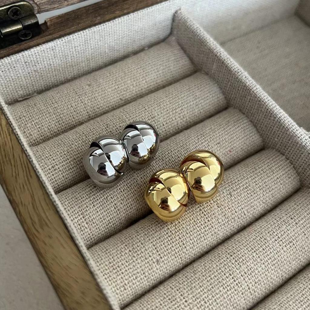 Unique Woven Design Light Luxury Simple Geometric Stud Earrings Metal High-End Trendy Stud Earrings Earrings