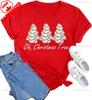 New Year Xmas Gift Merry Christmas Cotton Shirts for Women Merry and Bright Tree Graphic Holiday Printed TShirt Tops Unisex Tee