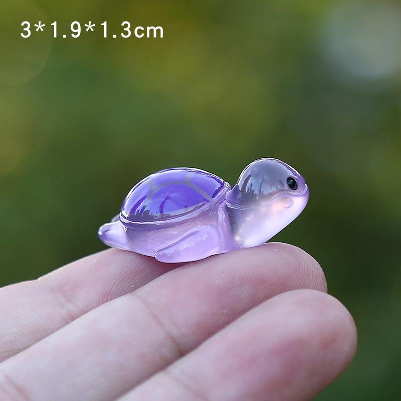 1 Stück Bunte Leuchtende Mini Schildkröte Mikro Landschaft Figur Ornament DIY Leuchtende Schildkröte Miniatur Statue Topfgarten Dekor