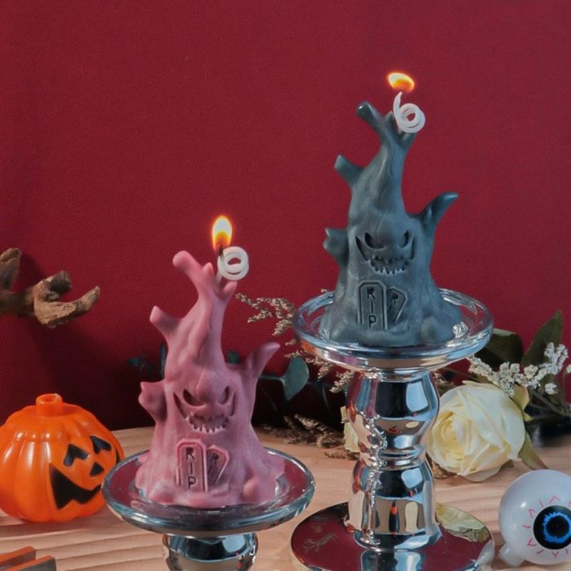 Creative Halloween Silicone Candle Mold Halloween Themed Silicone Candle Mold for DIY Scented Specter Stump Shape Candle