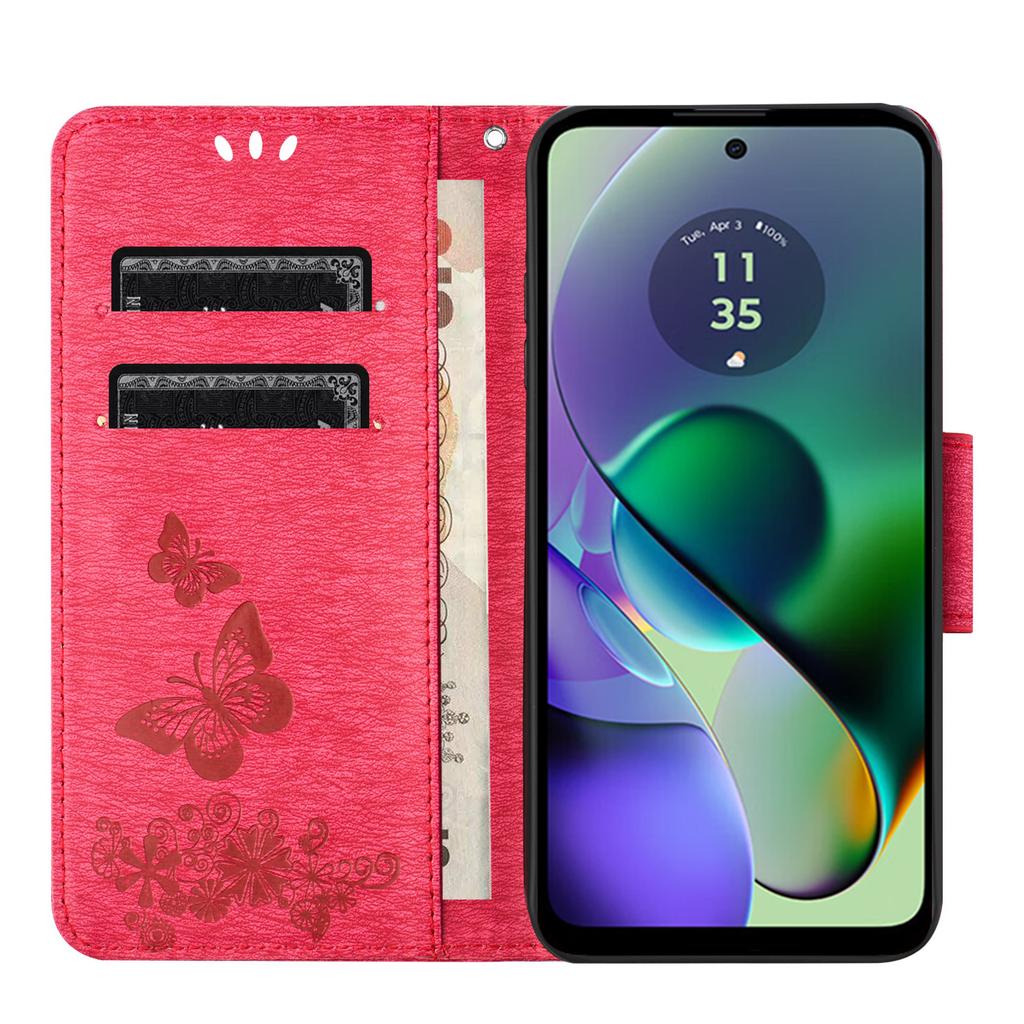 For Motorola Moto G35 5G Case Butterflies Flower Leather Wallet Flip Phone Cover