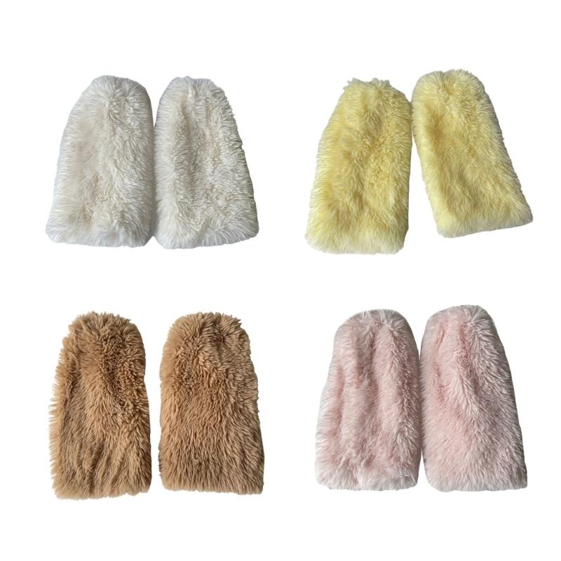 Winter Leggings Covers Leg Warmer Boot Socks Aesthetic Solid Color Warm Furry Plush Boot Cuffs Toppers Leg Gaiters Cover