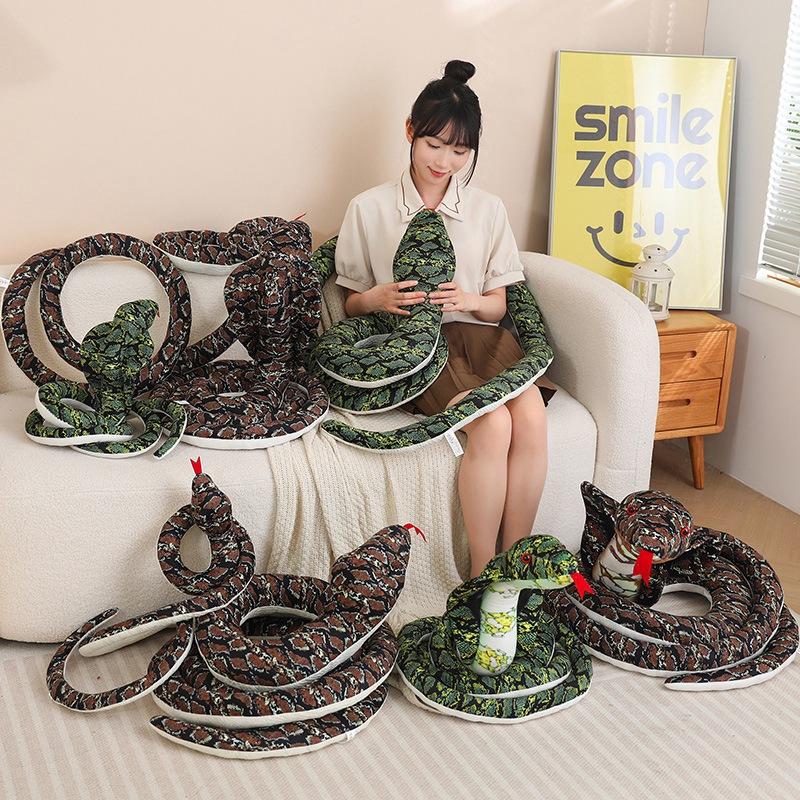 Toy Plush Snake Pillow Stuffed Animal Keychain Realistic Pp Cotton Decor Gift