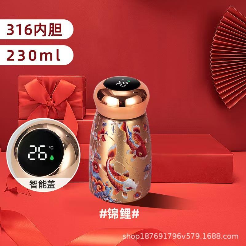 304 stainless steel temperature display mushroom thermos cup high value water cup Chinese style portable intelligent temperature display cup