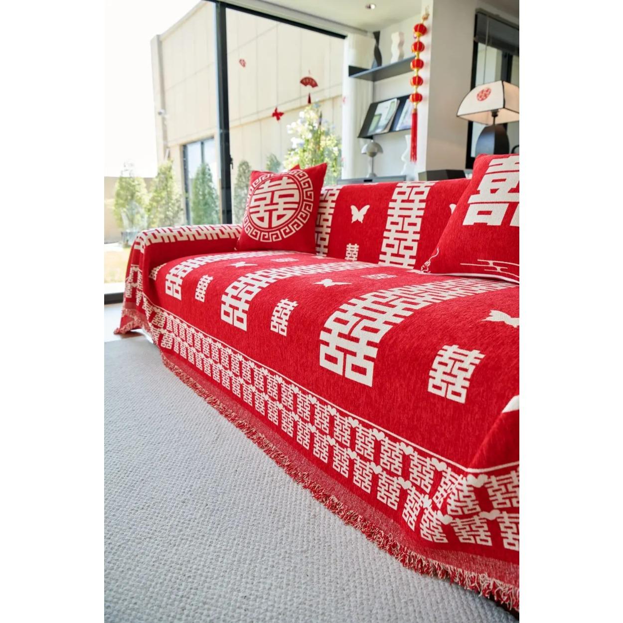 

Чехол для дивана в гостиной, коврик для дивана, нескользящий чехол для дивана, защитное полотенце, декоративная ткань, подушка для дивана в китайском стиле для свадьбы 180x130