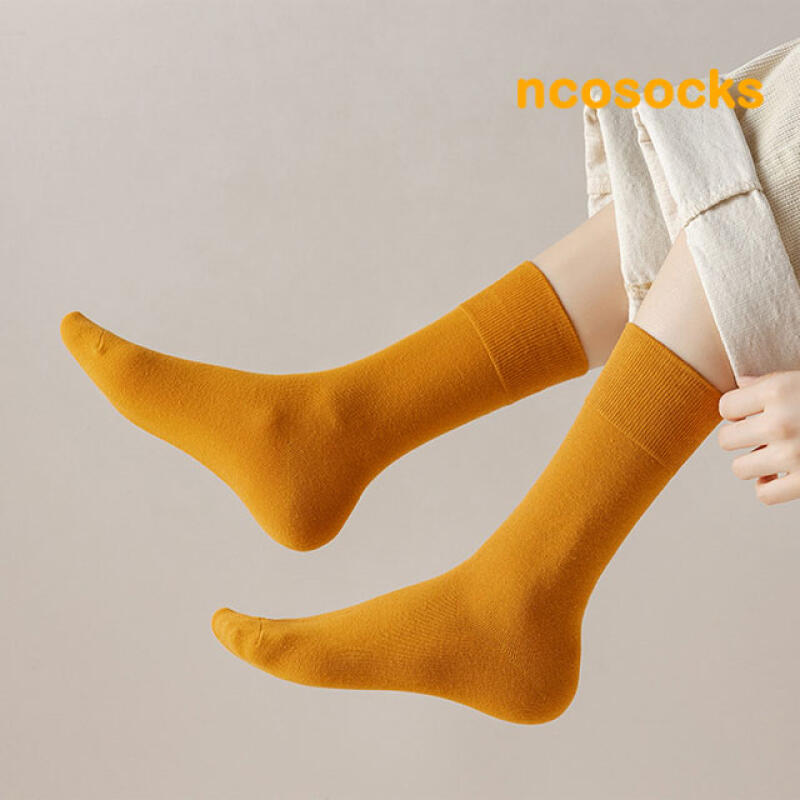 FSN133_Vivid Color Plain Socks brown