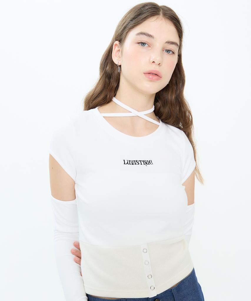 LUVISTRUE Ch Button Layered Tee(White)