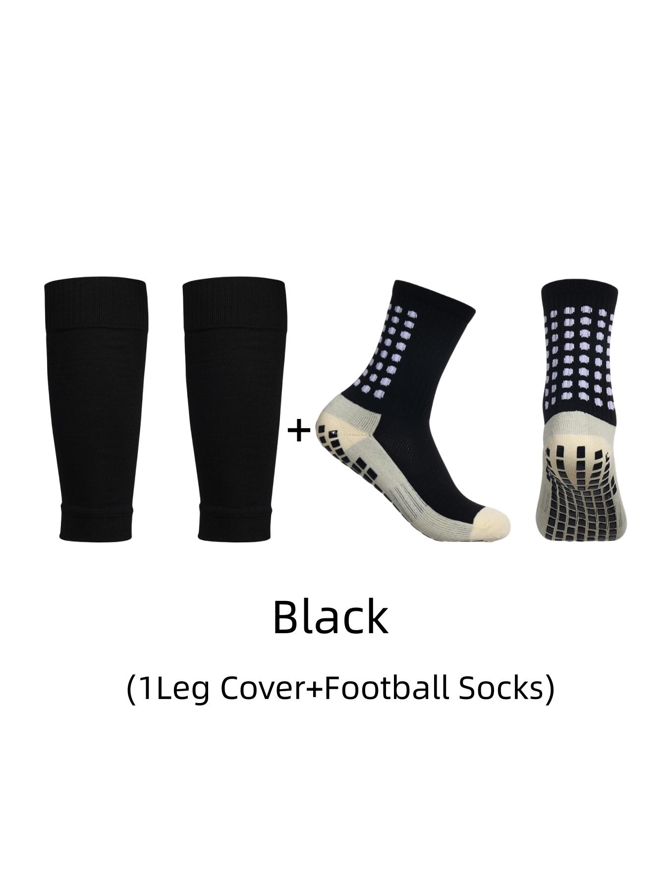 

1 pair of combination classic glue point anti slip football socks and leg protection socks