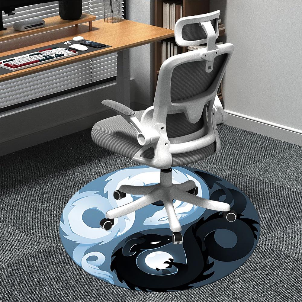 

1pc Yin Yang Dragons Carpet, Round Non Slip Durable Large Size Office Carpet, Suitable for Office 80cm