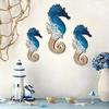 3 Stuks Houten Zeepaardje Nautisch Wanddecor Vintage Zeeleven Wandkunst Oceaan Kust Meerhuis Hangende Decoratie voor Woonkamer Slaapkamer
