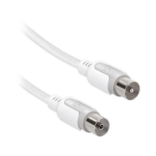 Câble antenne TV - EKON - 1.8M - Mâle/Femelle - Double Blindage 75 dB - Adaptateur Inclus