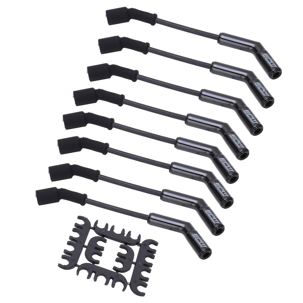 Spark Plug Wire Set 8mm Dia 500Ohmsft Black Stainless Steel Plug 9070CK Replacement for GM LS