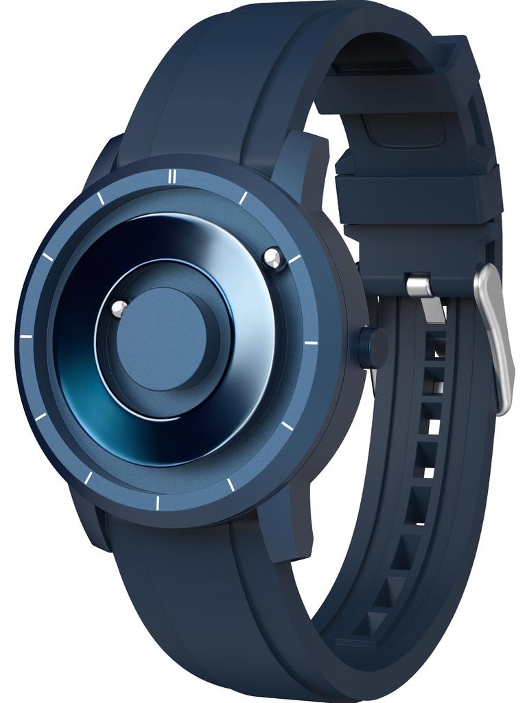 EUTOUR Men's Magnetic Watch, Stylish, Simple, Casual Quartz Watch with Magnetic Ball Design, 5ATM Water Resistance, 40mm Dial, Rubber Band, Blue